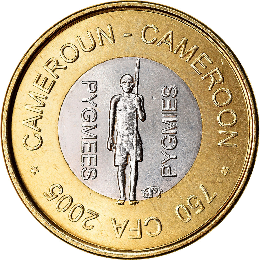 Münze, Kamerun, 750 CFA, 2005, Paris, Pygmées, UNZ, Bi-Metallic