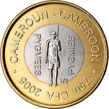 Münze, Kamerun, 750 CFA, 2005, Paris, Pygmées, UNZ, Bi-Metallic