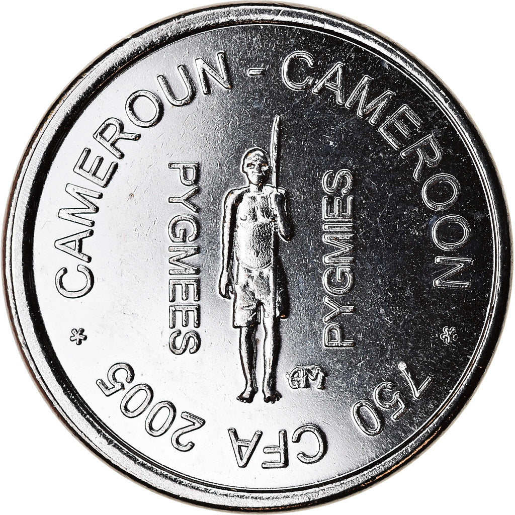 Coin, Cameroon, 750 CFA - 1/2 Africa, 2005, Paris, Pygmées, MS(63), Nickel