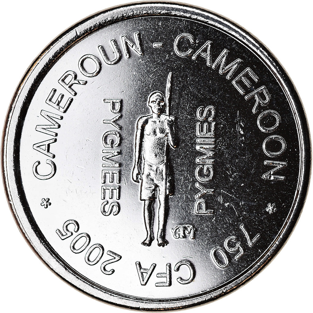 Coin, Cameroon, 750 CFA - 1/2 Africa, 2005, Paris, Pygmées, MS(63), Nickel