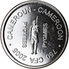 Coin, Cameroon, 750 CFA - 1/2 Africa, 2005, Paris, Pygmées, MS(63), Nickel