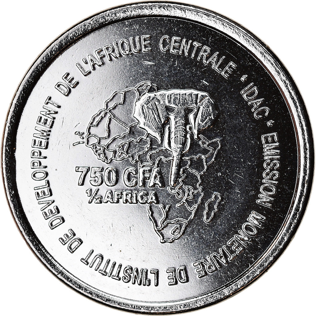 Coin, Cameroon, 750 CFA - 1/2 Africa, 2005, Paris, Pygmées, MS(63), Nickel