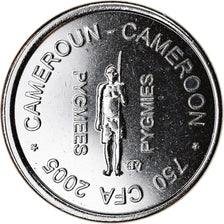 Coin, Cameroon, 750 CFA - 1/2 Africa, 2005, Paris, Pygmées, MS(63), Nickel