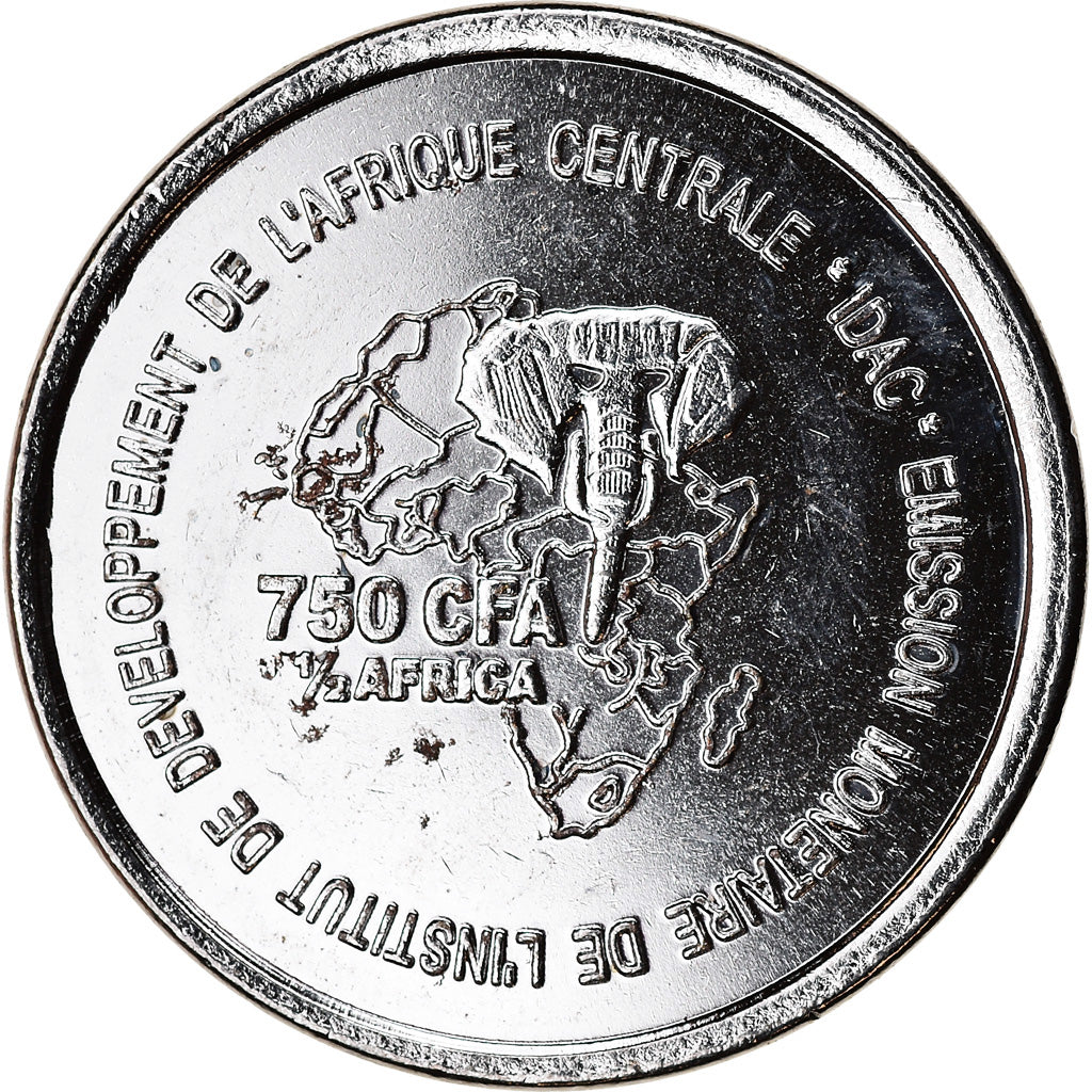 Coin, Cameroon, 750 CFA - 1/2 Africa, 2005, Paris, Pygmées, MS(63), Nickel