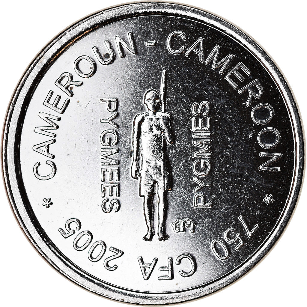 Monnaie, Cameroun, 750 CFA - 1/2 Africa, 2005, Paris, Pygmées, SPL, Nickel