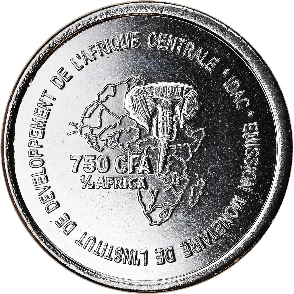 Monnaie, Cameroun, 750 CFA - 1/2 Africa, 2005, Paris, Pygmées, SPL, Nickel