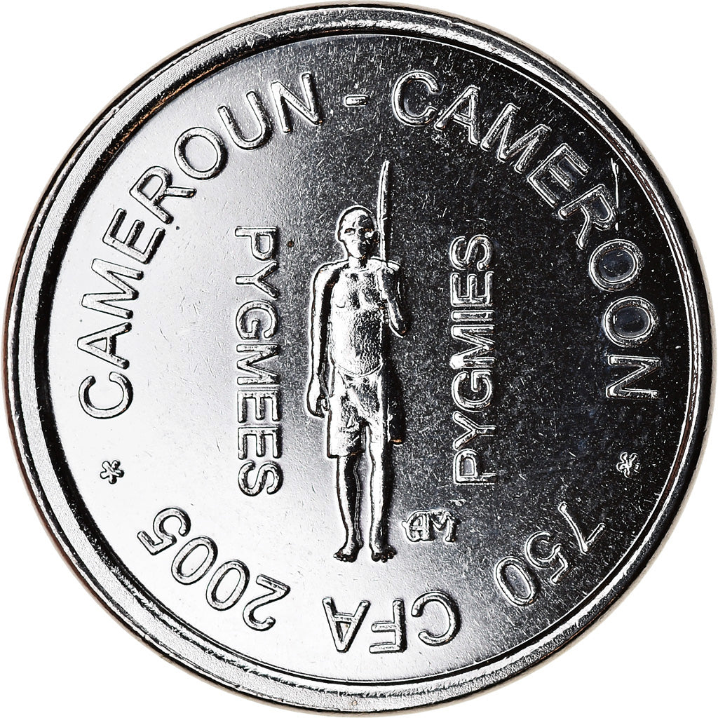 Moeda, Camarões, 750 CFA - 1/2 Africa, 2005, Paris, Pygmées, MS(63), Níquel