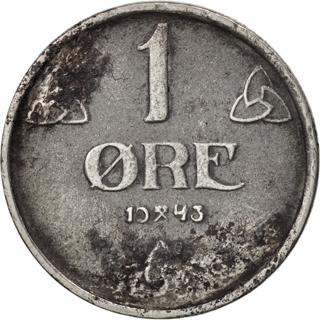 Norway, Haakon VII, Ore, 1943, EF(40-45), Iron, KM:387