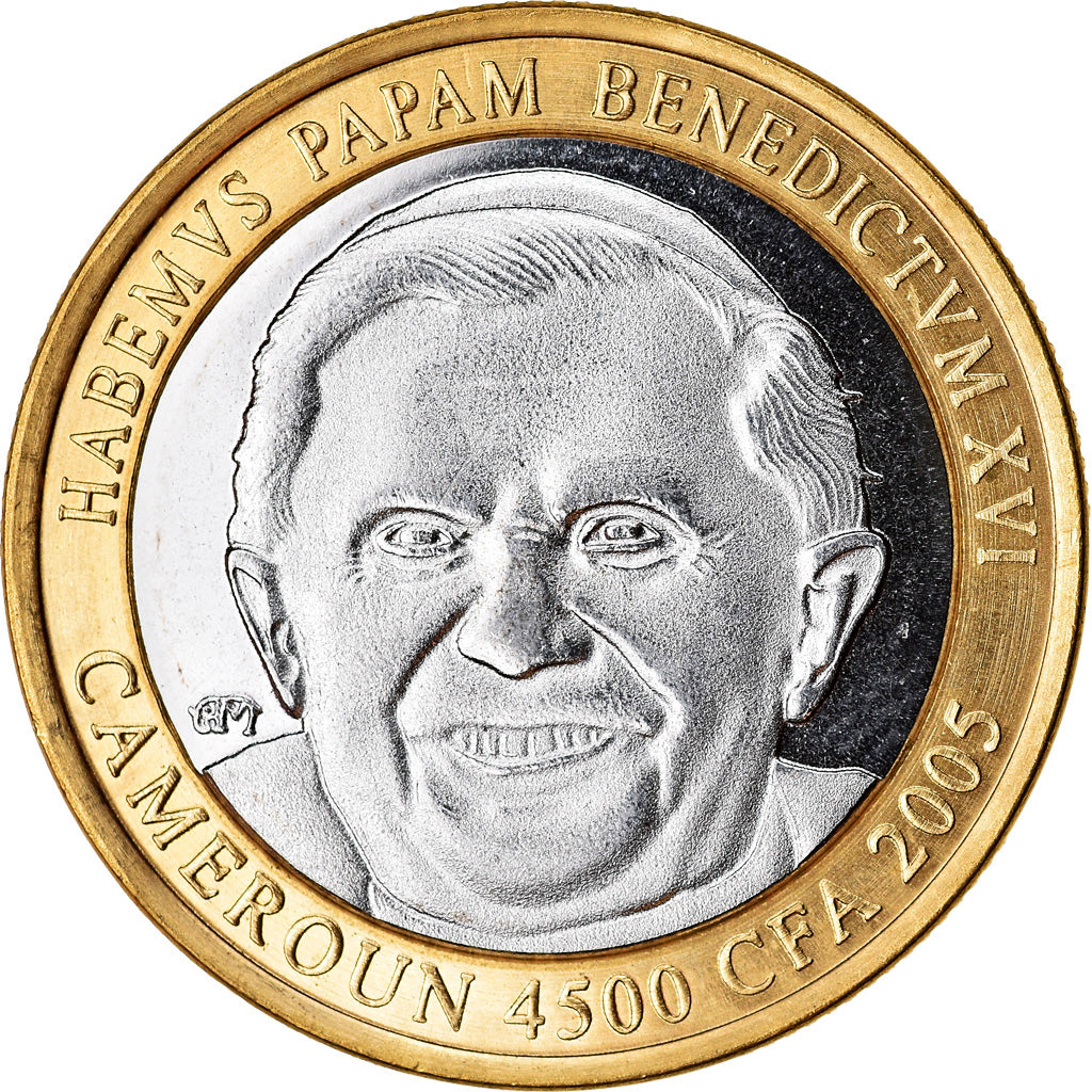 Coin, Cameroon, 4500 CFA Francs-3 Africa, 2005, Paris, Pape Benoit XVI, MS(63)