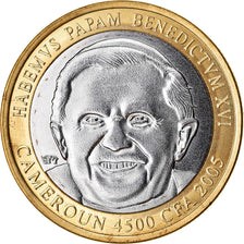 Coin, Cameroon, 4500 CFA Francs-3 Africa, 2005, Paris, Pape Benoit XVI, MS(63)