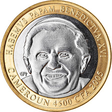Coin, Cameroon, 4500 CFA Francs-3 Africa, 2005, Paris, Pape Benoit XVI, MS(63)