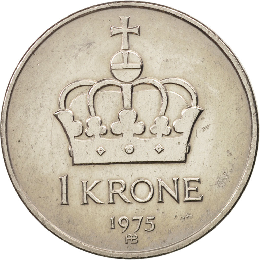 Norway, Olav V, Krone, 1975, EF(40-45), Copper-nickel, KM:419