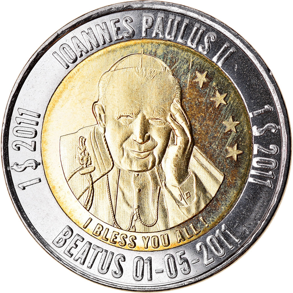 Moneta, Micronesia, Dollar, 2011, Béatification de Jean Paul II - Etoiles, SPL