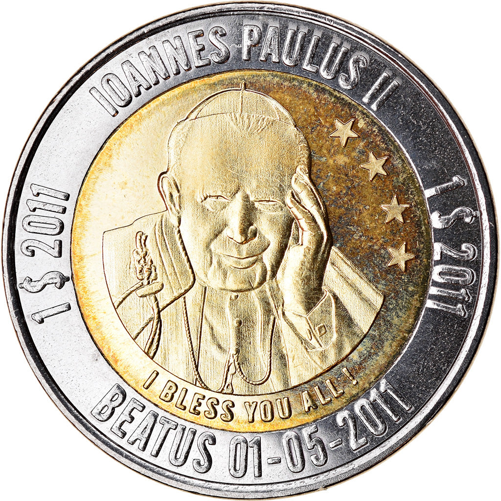 Münze, Micronesia, Dollar, 2011, Béatification de Jean Paul II - Etoiles, UNZ