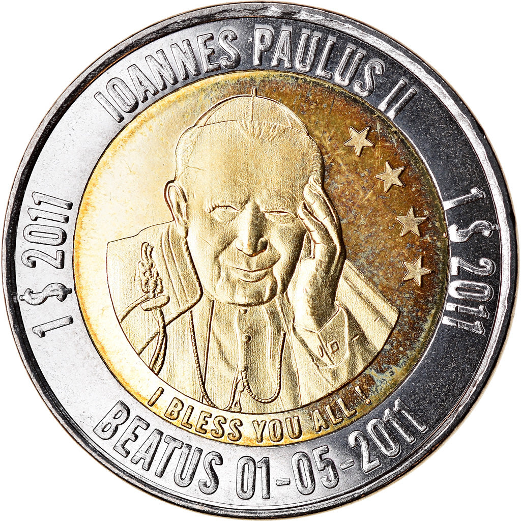 Münze, Micronesia, Dollar, 2011, Béatification de Jean Paul II - Etoiles, UNZ