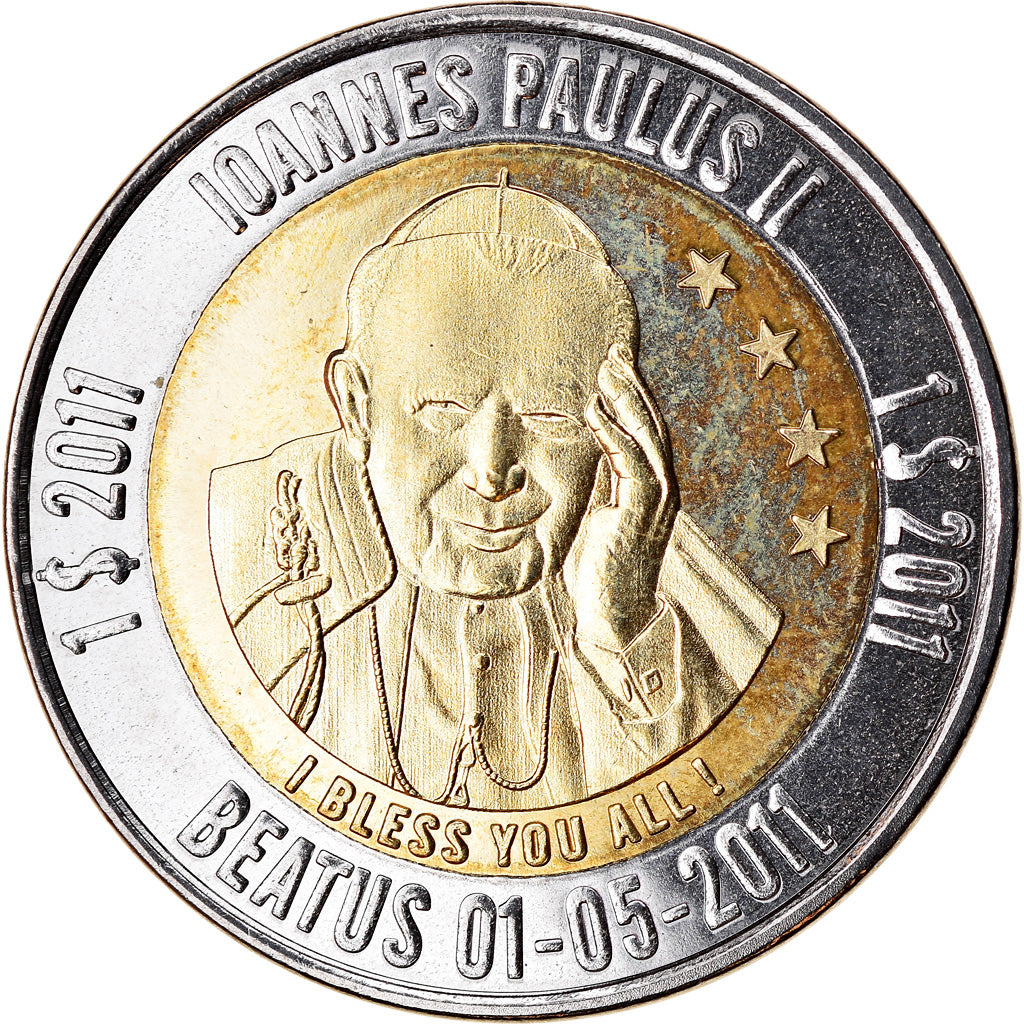 Münze, Micronesia, Dollar, 2011, Béatification de Jean Paul II - Etoiles, UNZ