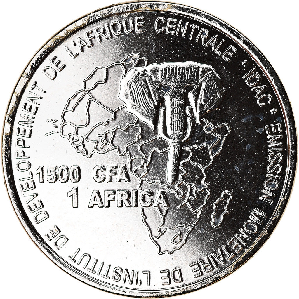 Coin, Chad, 1500 CFA - 1 Africa, 2005, Paris, Bracelet, MS(63), Nickel plated