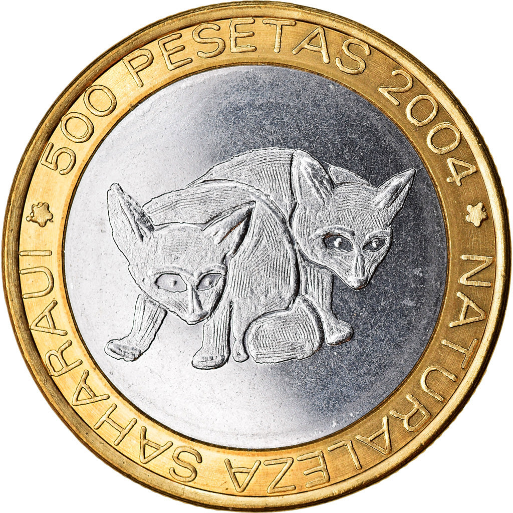 Coin, SAHARAWI ARAB DEMOCRATIC REPUBLIC, 500 Pesetas, 2004, Fennecs, MS(63)