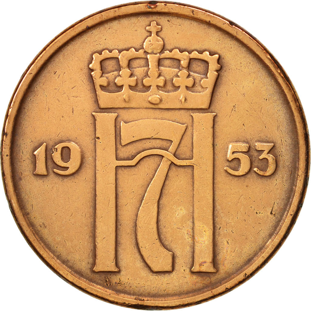Norway, Haakon VII, 5 Öre, 1953, EF(40-45), Bronze, KM:400