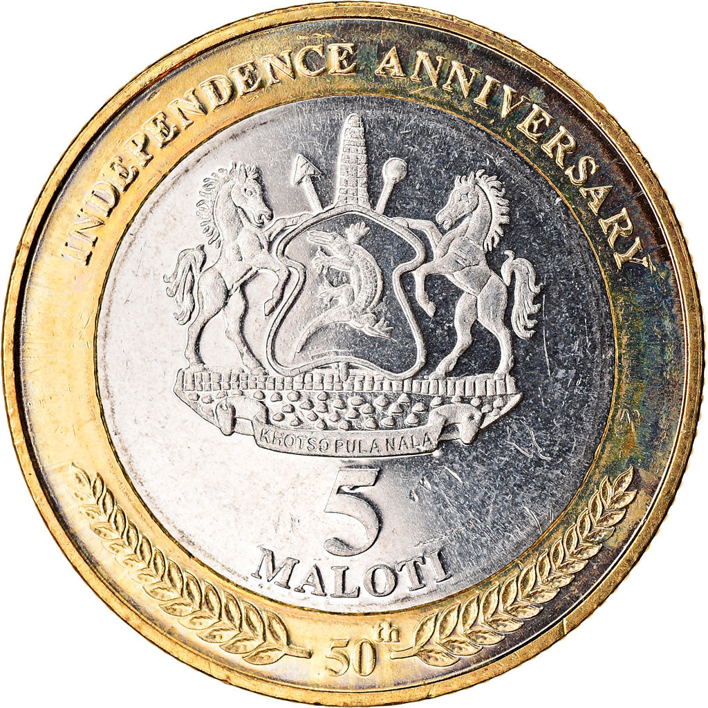 Coin, Lesotho, 5 Maloti, 2016, 50ème anniversaire de l'Indépendance, MS(63)