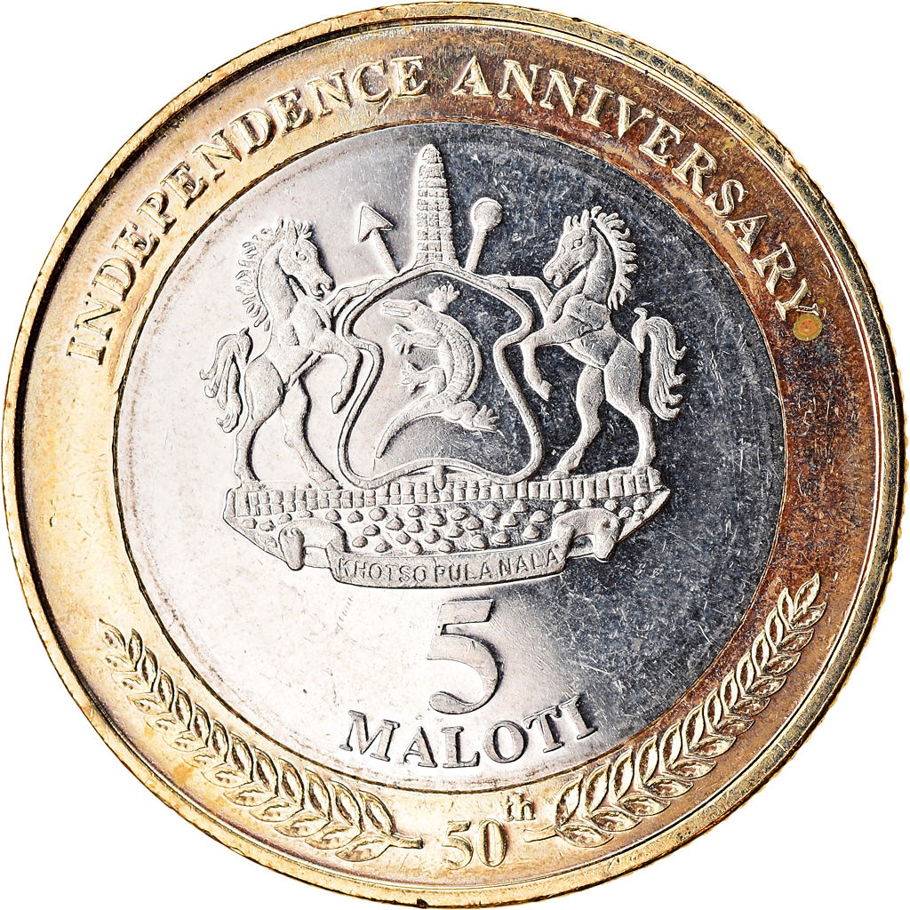 Münze, Lesotho, 5 Maloti, 2016, 50ème anniversaire de l'Indépendance, UNZ