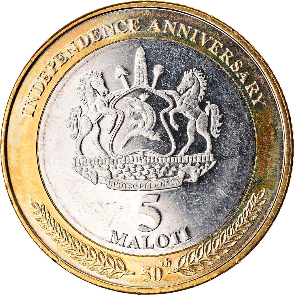 Coin, Lesotho, 5 Maloti, 2016, 50ème anniversaire de l'Indépendance, MS(63)