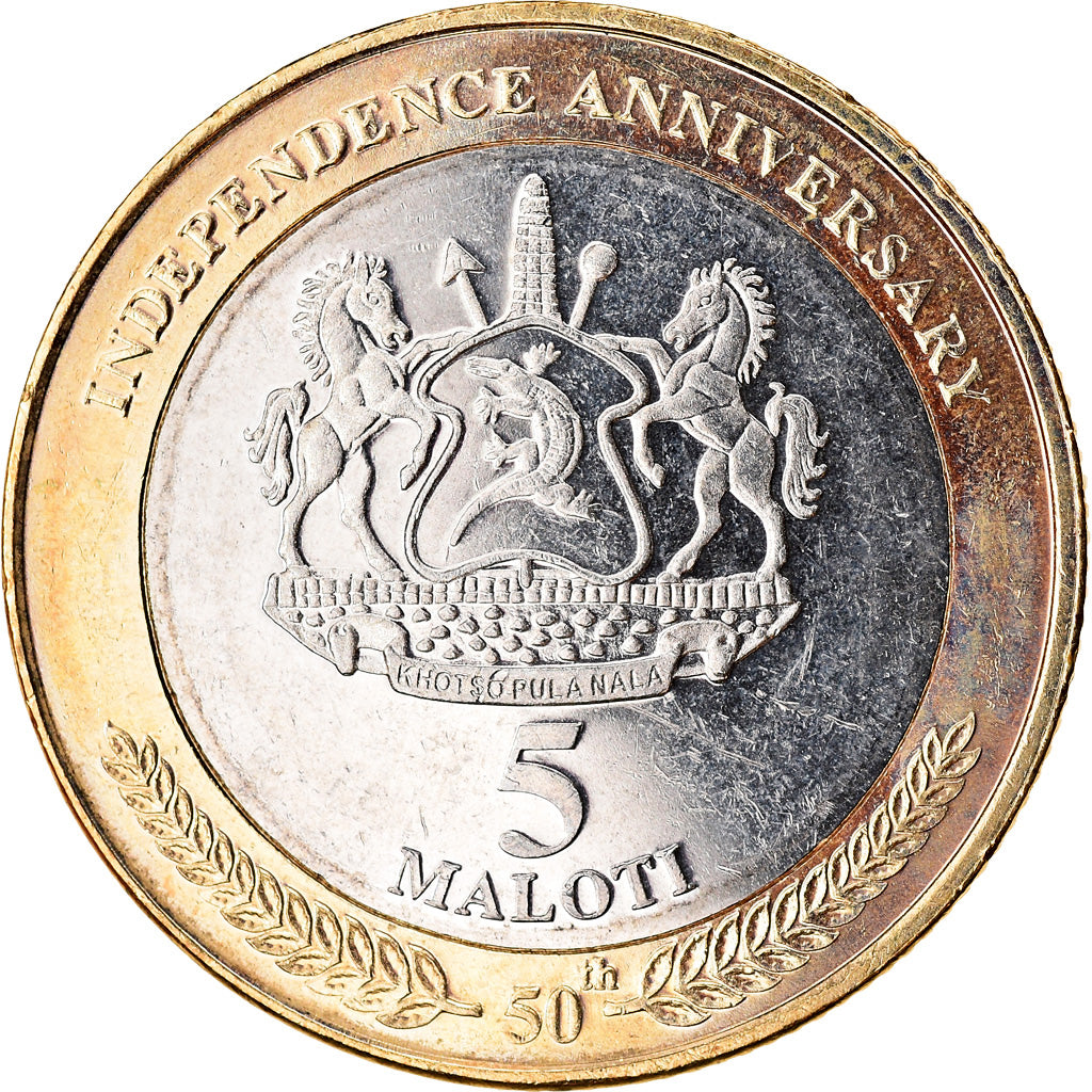 Coin, Lesotho, 5 Maloti, 2016, 50ème anniversaire de l'Indépendance, MS(63)