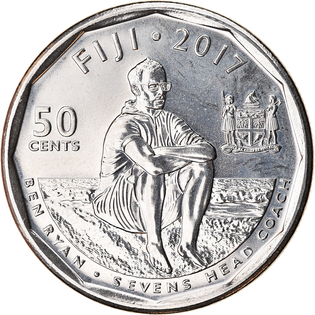 Coin, Fiji, 50 Cents, 2017, Rugby à 7, MS(63), Nickel plated steel