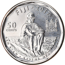 Coin, Fiji, 50 Cents, 2017, Rugby à 7, MS(63), Nickel plated steel