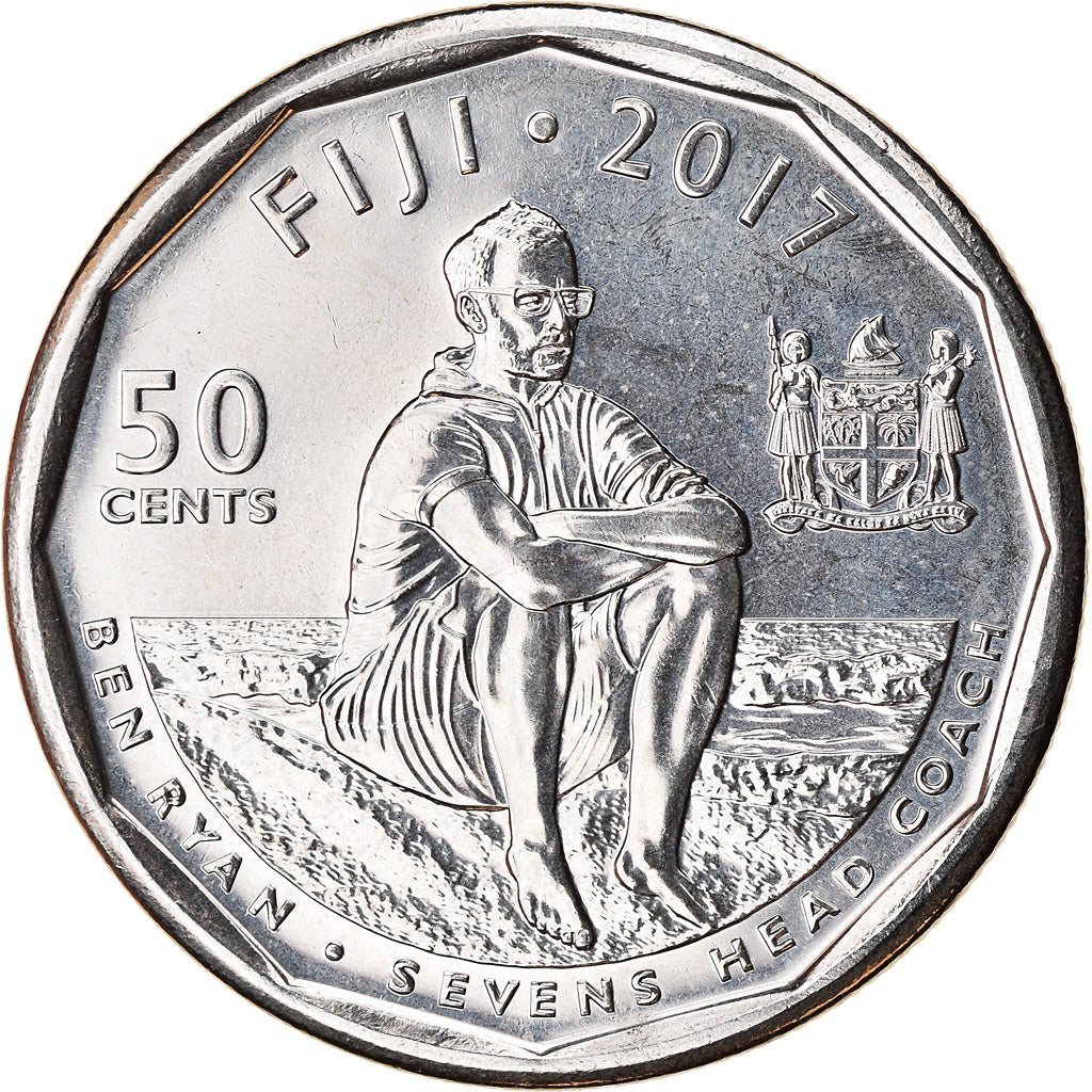 Coin, Fiji, 50 Cents, 2017, Rugby à 7, MS(63), Nickel plated steel