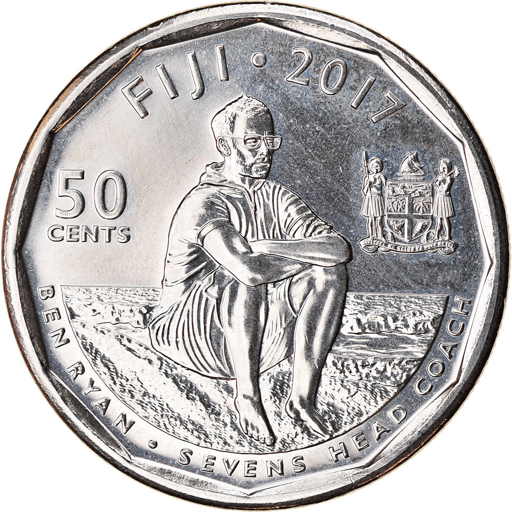 Coin, Fiji, 50 Cents, 2017, Rugby à 7, MS(63), Nickel plated steel