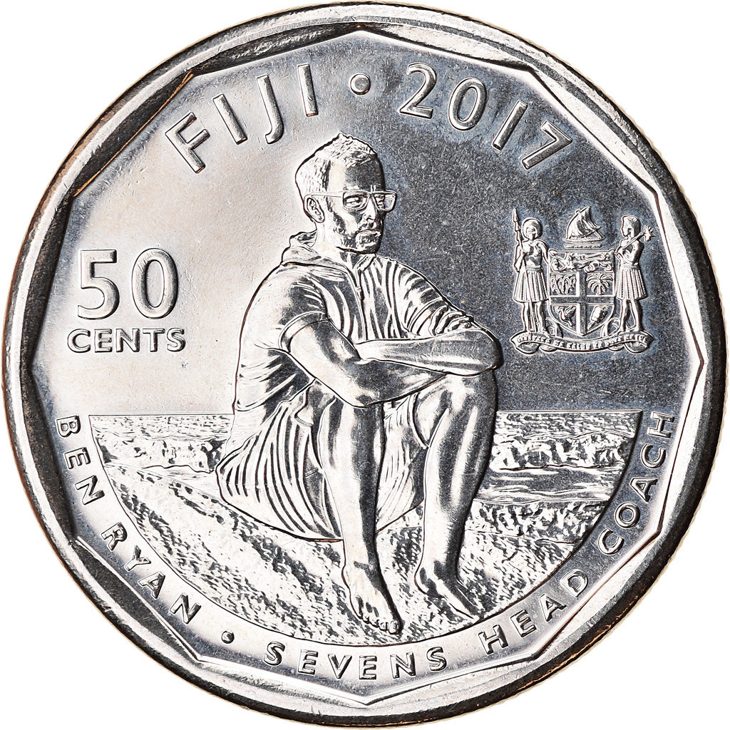 Coin, Fiji, 50 Cents, 2017, Rugby à 7, MS(63), Nickel plated steel