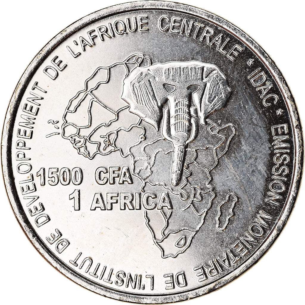 Central African Republic, 1500 CFA Francs-1 Africa, 2005, Nickel Plated Iron
