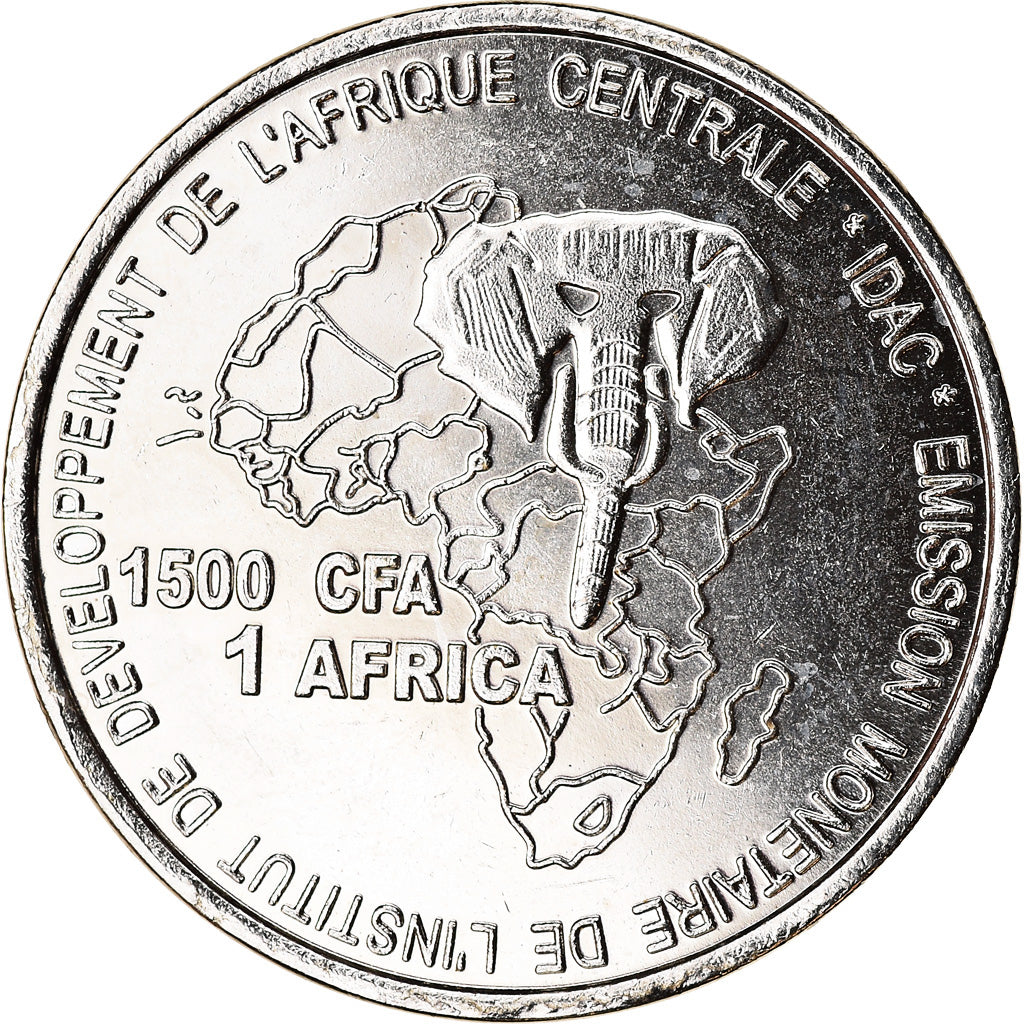 Central African Republic, 1500 CFA Francs-1 Africa, 2005, Nickel Plated Iron