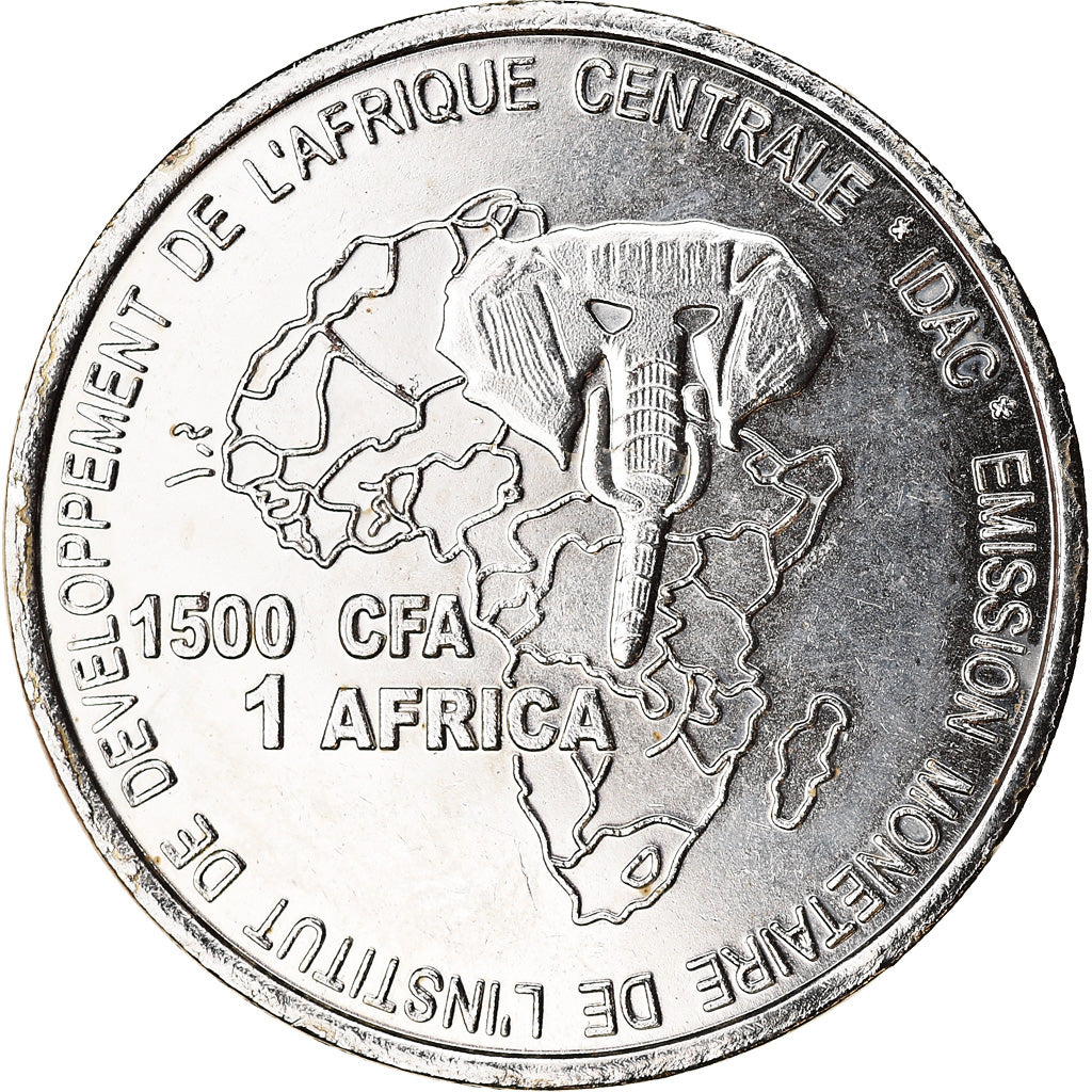 Central African Republic, 1500 CFA Francs-1 Africa, 2005, Nickel Plated Iron