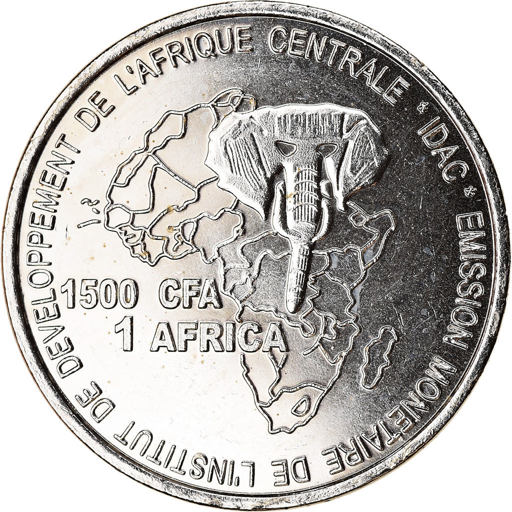 Central African Republic, 1500 CFA Francs-1 Africa, 2005, Nickel Plated Iron