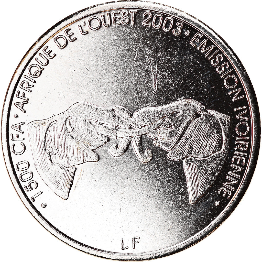 Moneta, Costa d’Avorio, 1500 CFA Francs-1 Africa, 2003, Paris, SPL, Acciaio