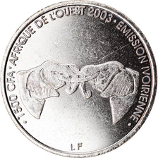 Moneda, Costa de Marfil, 1500 CFA Francs-1 Africa, 2003, Paris, SC, Níquel