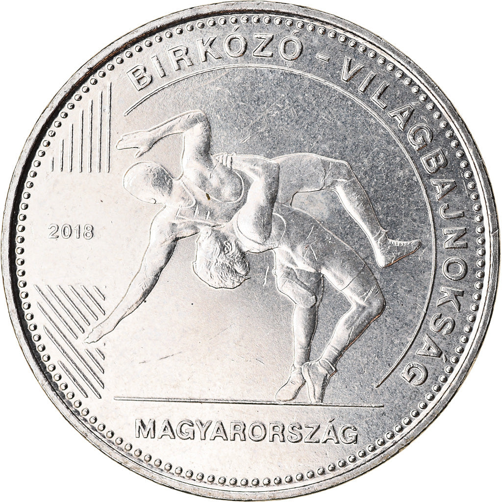 Coin, Hungary, 50 Forint, 2018, Budapest, Championnat du Monde de Lutte, MS(63)