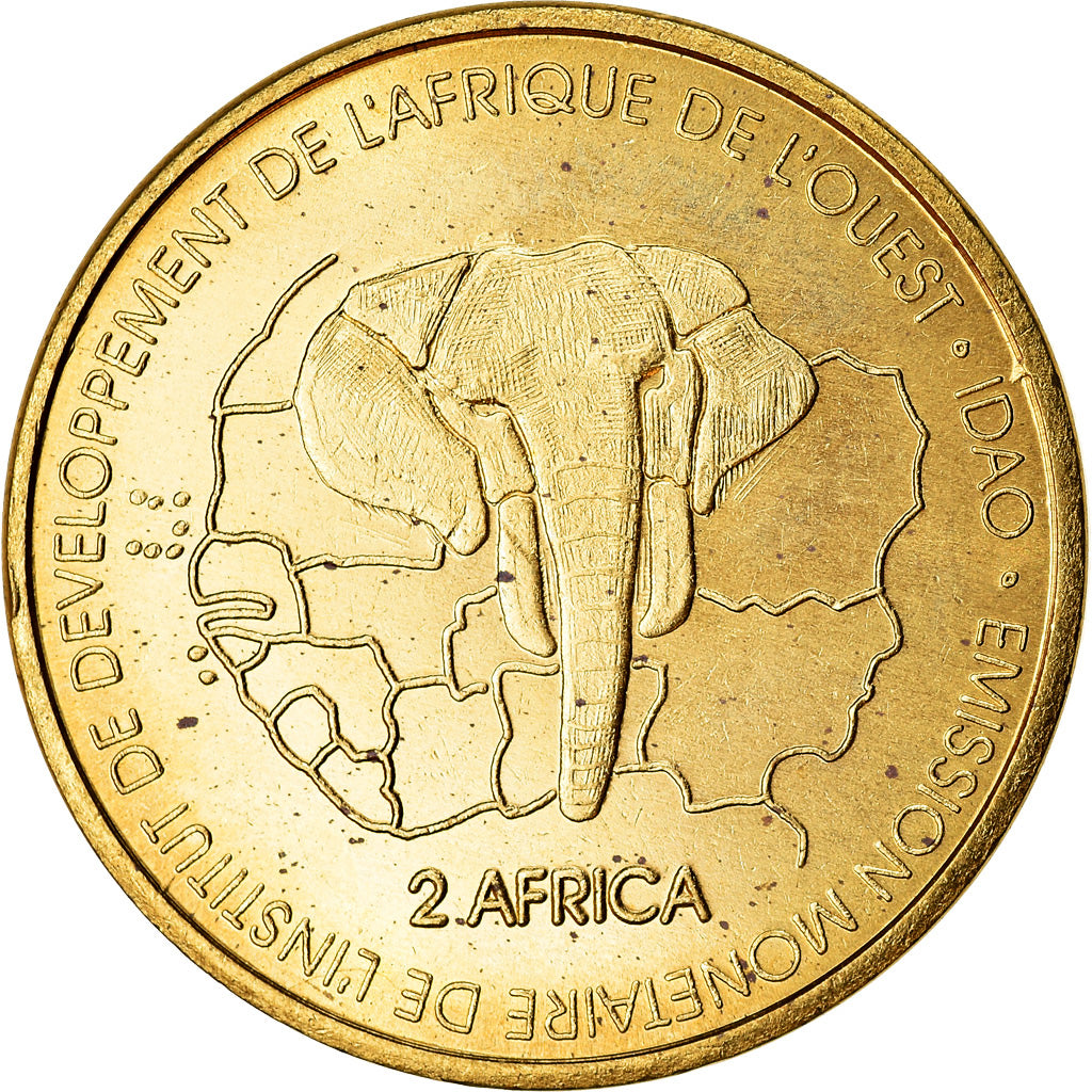 Moneda, Senegal, 3000 CFA Francs-2 Africa, 2003, Galago, SC, Latón, KM:11