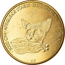 Munten, Senegal, 3000 CFA Francs-2 Africa, 2003, Galago, UNC-, Tin, KM:11