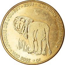 Coin, Niger, 3000 CFA Francs-2 Africa, 2003, Lion, MS(63), Brass, KM:12