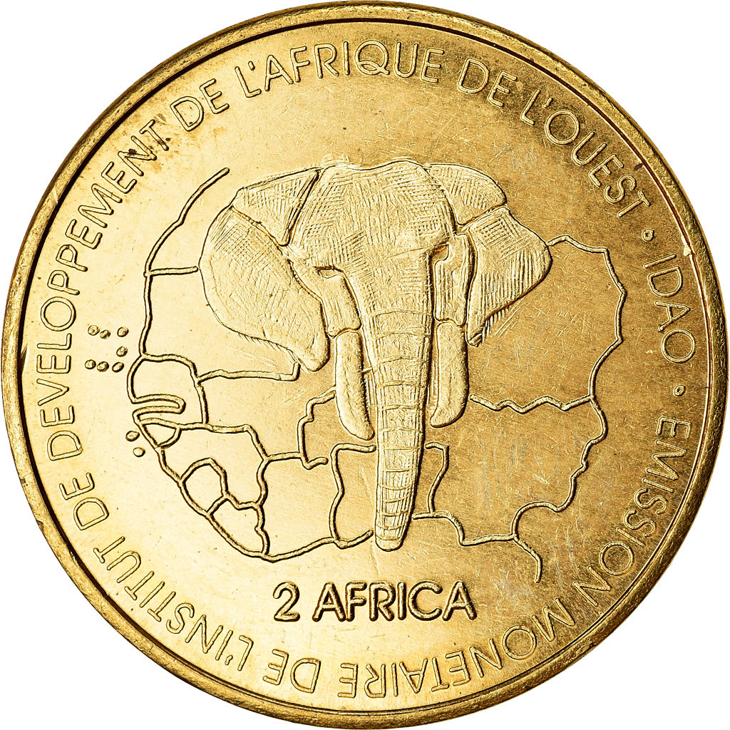 Coin, Niger, 3000 CFA Francs-2 Africa, 2003, Lion, MS(63), Brass, KM:12