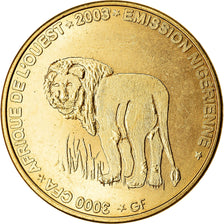 Coin, Niger, 3000 CFA Francs-2 Africa, 2003, Lion, MS(63), Brass, KM:12