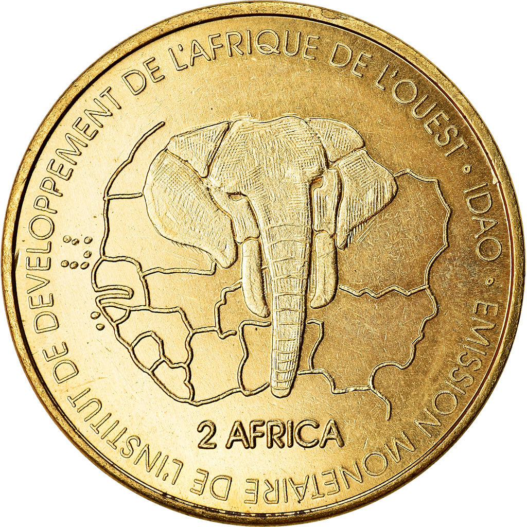 Coin, Niger, 3000 CFA Francs-2 Africa, 2003, Lion, MS(63), Brass, KM:12
