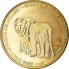 Moneda, Níger, 3000 CFA Francs-2 Africa, 2003, Lion, SC, Latón, KM:12