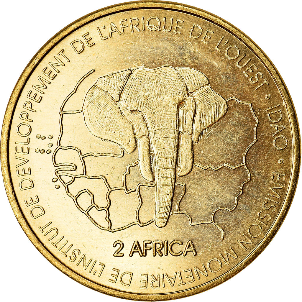 Moneda, Níger, 3000 CFA Francs-2 Africa, 2003, Lion, SC, Latón, KM:12