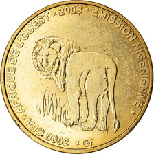 Moneda, Níger, 3000 CFA Francs-2 Africa, 2003, Lion, SC, Latón, KM:12