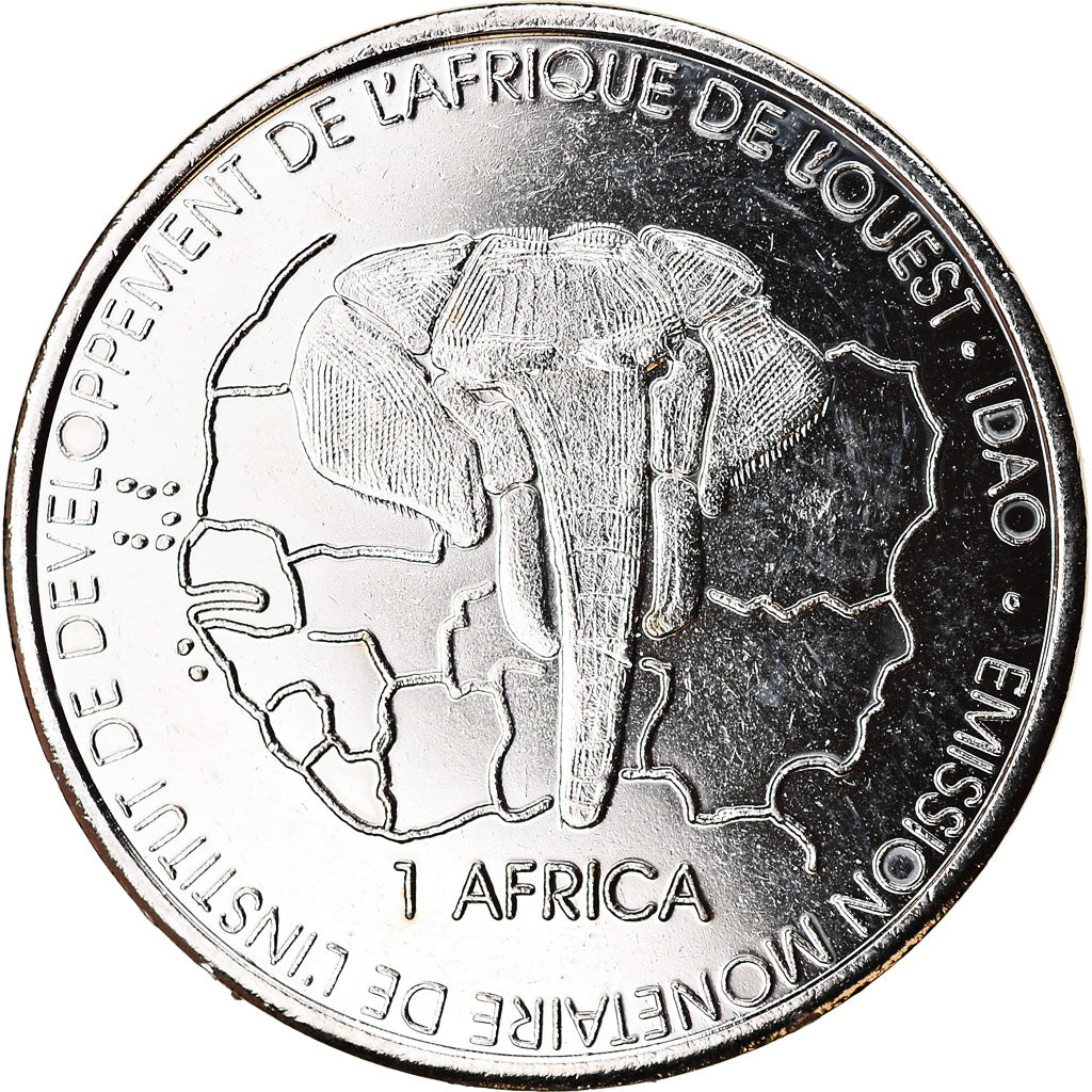 Moneda, Benín, 1500 CFA Francs-1 Africa, 2003, Buffle, SC, Níquel chapado en