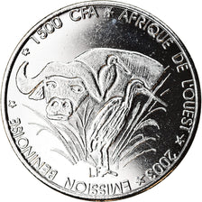 Coin, Benin, 1500 CFA Francs-1 Africa, 2003, Buffle, MS(63), Nickel plated